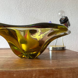 60s-70s heavy Bohemia glass bowl