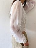 bead embroidery sheer top