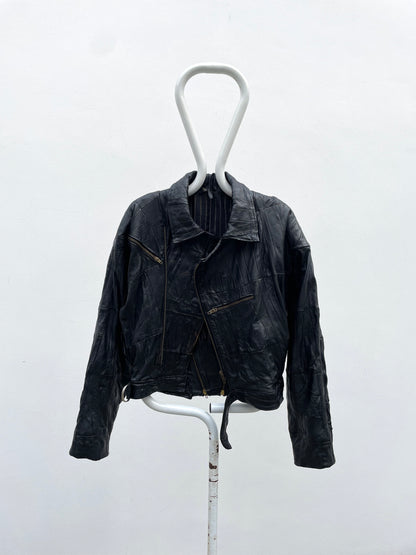 80s black leather jkt