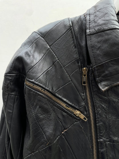 80s black leather jkt