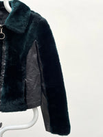 80s leather fur switching jkt