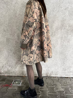 all face pattern leather coat