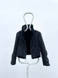 80s leather fur switching jkt