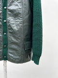 Vintage leather switching wool cardigan.