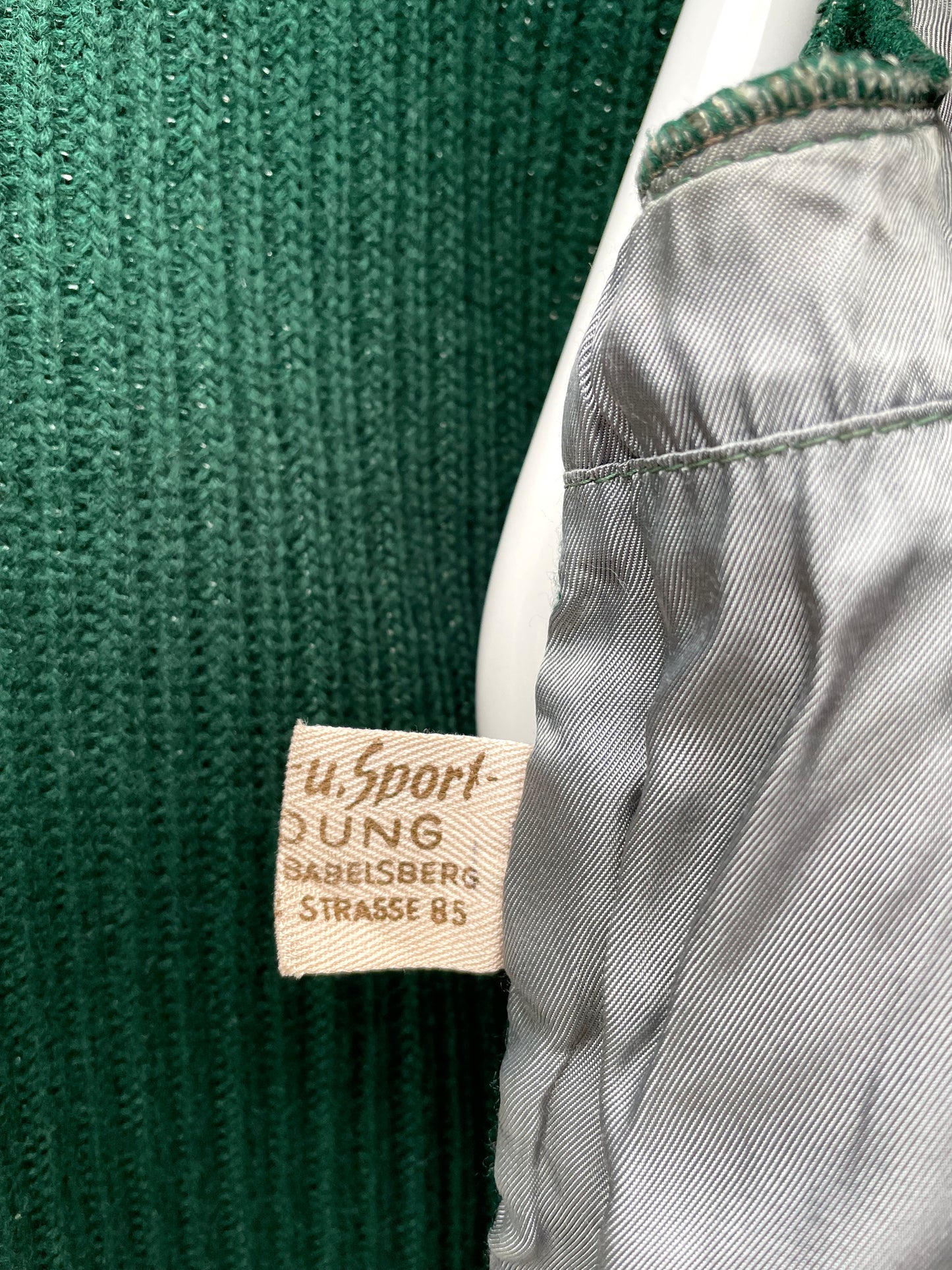 Vintage leather switching wool cardigan.