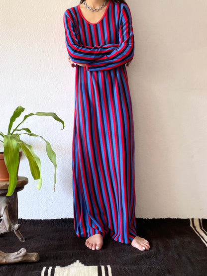 80s striped long dress