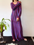 80s striped long dress