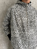 60's black × white cotton zip up parka