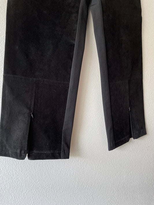 Leather switching trouser. Black.