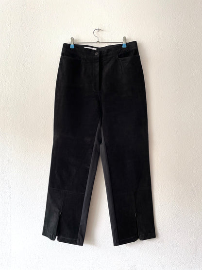 Leather switching trouser. Black.