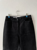 Leather switching trouser. Black.