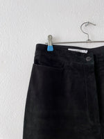 Leather switching trouser. Black.