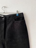 Leather switching trouser. Black.