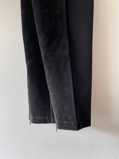 Leather switching trouser. Black.