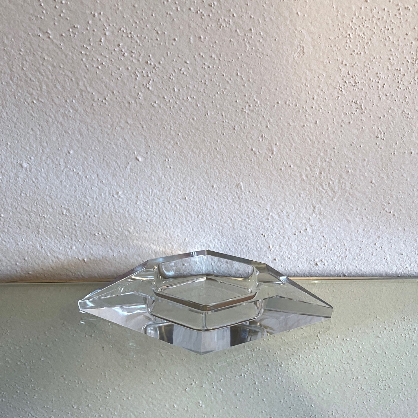 Solid clear glass ash tray