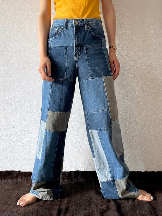 5 pockets patchwork denim
