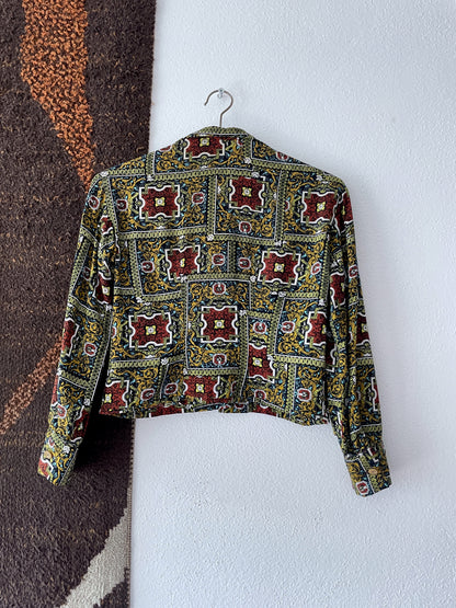 vintage batik open collar shirt