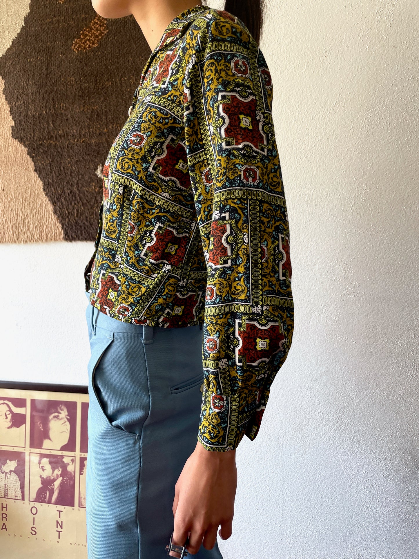 vintage batik open collar shirt