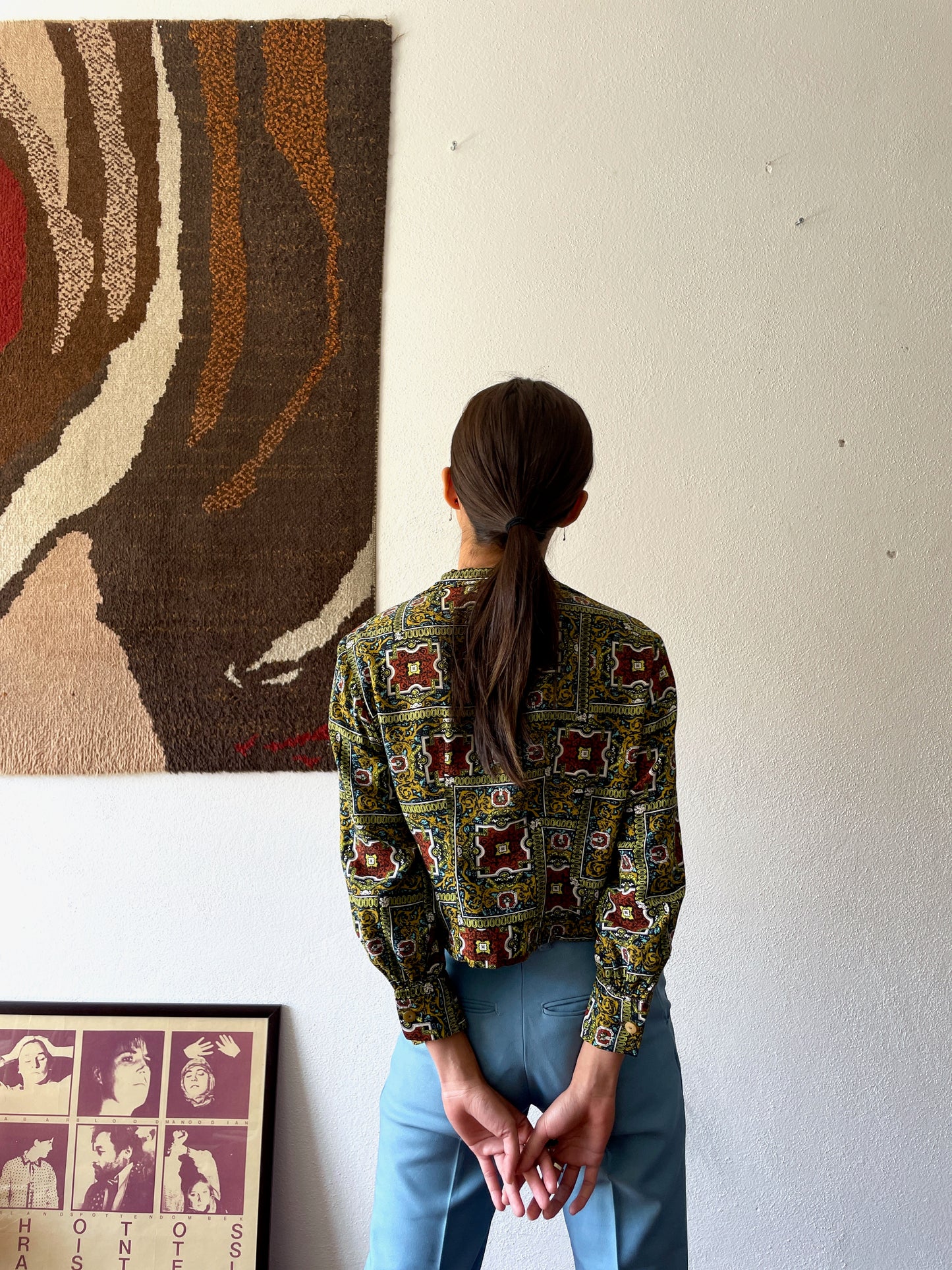 vintage batik open collar shirt