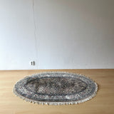 Turkish Persian silk carpet rug fringe oval ターキッシュ トルコ 絨毯 トルコ絨毯 ペルシャ ペルシャ絨毯 オーバル 楕円 カーペット ラグ 絨毯 ヴィンテージ vintage wool handmade handwoven
