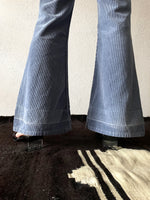fade blue corduroy, 5 pockets cotton wide pants
