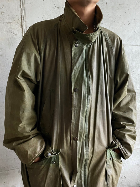 1987s Burberrys waxed cotton hunting jacket. Made in England.