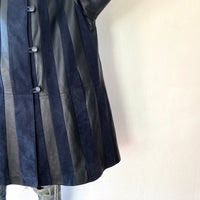 Striped spring leather coat