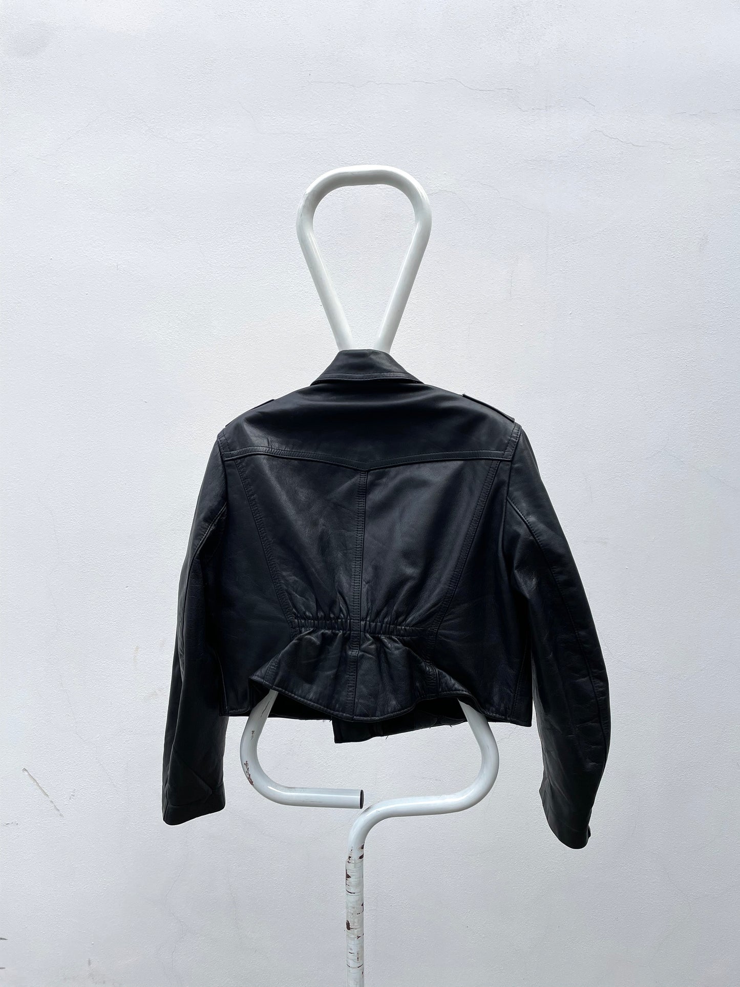 1980s German police cropped leather jkt