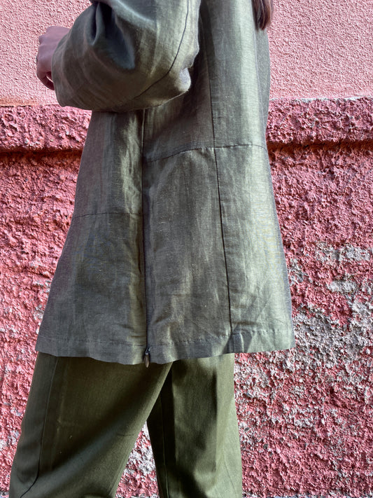 90's silk linen tech shirt