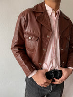 70's-80's cropped brown leather jacket