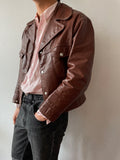 70's-80's cropped brown leather jacket