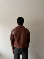 70's-80's cropped brown leather jacket