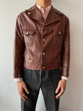 70's-80's cropped brown leather jacket