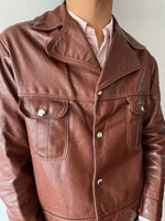 70's-80's cropped brown leather jacket