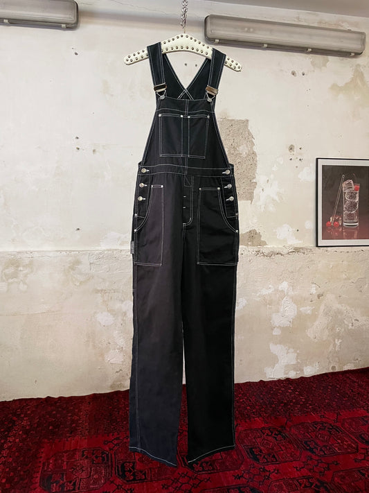 90s Italy black cotton overall