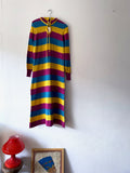 hooded multi striped dress 90's dead stock
