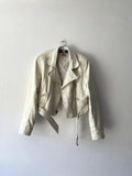 80's white leather biker jacket