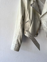 80's white leather biker jacket