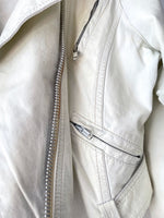 80's white leather biker jacket