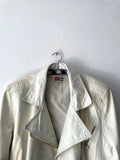 80's white leather biker jacket