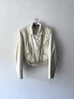 80's white leather biker jacket