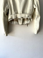 80's white leather biker jacket