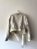 80's white leather biker jacket