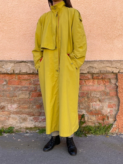 mustard nylon trench coat