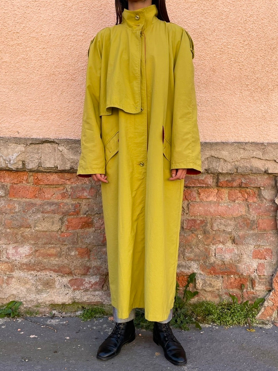 mustard nylon trench coat