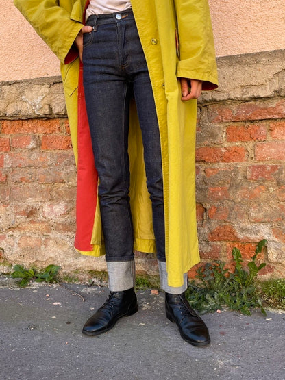 mustard nylon trench coat