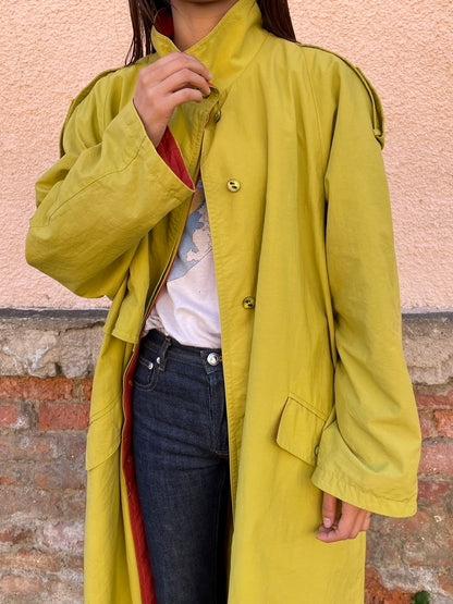 mustard nylon trench coat