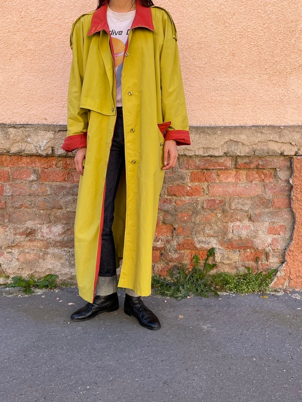 mustard nylon trench coat