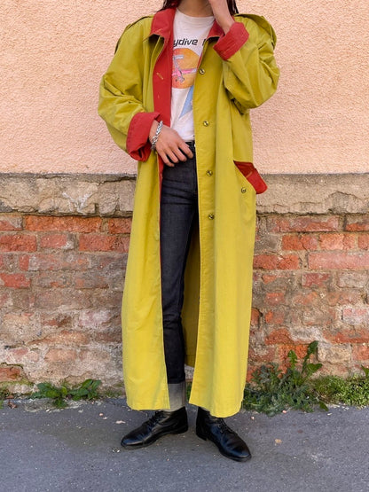 mustard nylon trench coat