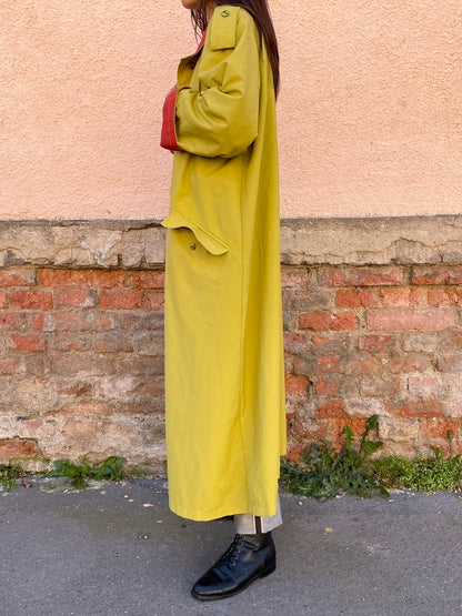 mustard nylon trench coat